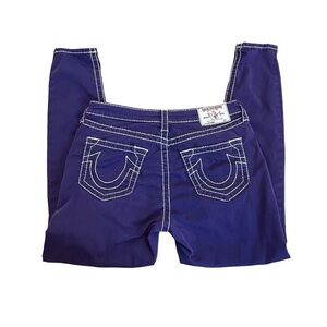 True Religion dark purple White stitch skinny jeans Sz 31